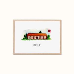 Innramemt bilde av akvarellmalt elverum folkehøyskole