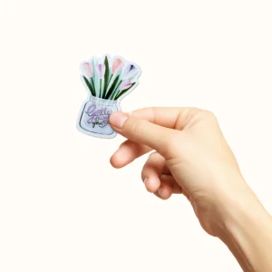 Vinyklistremerke med teksten "gente things grow too"